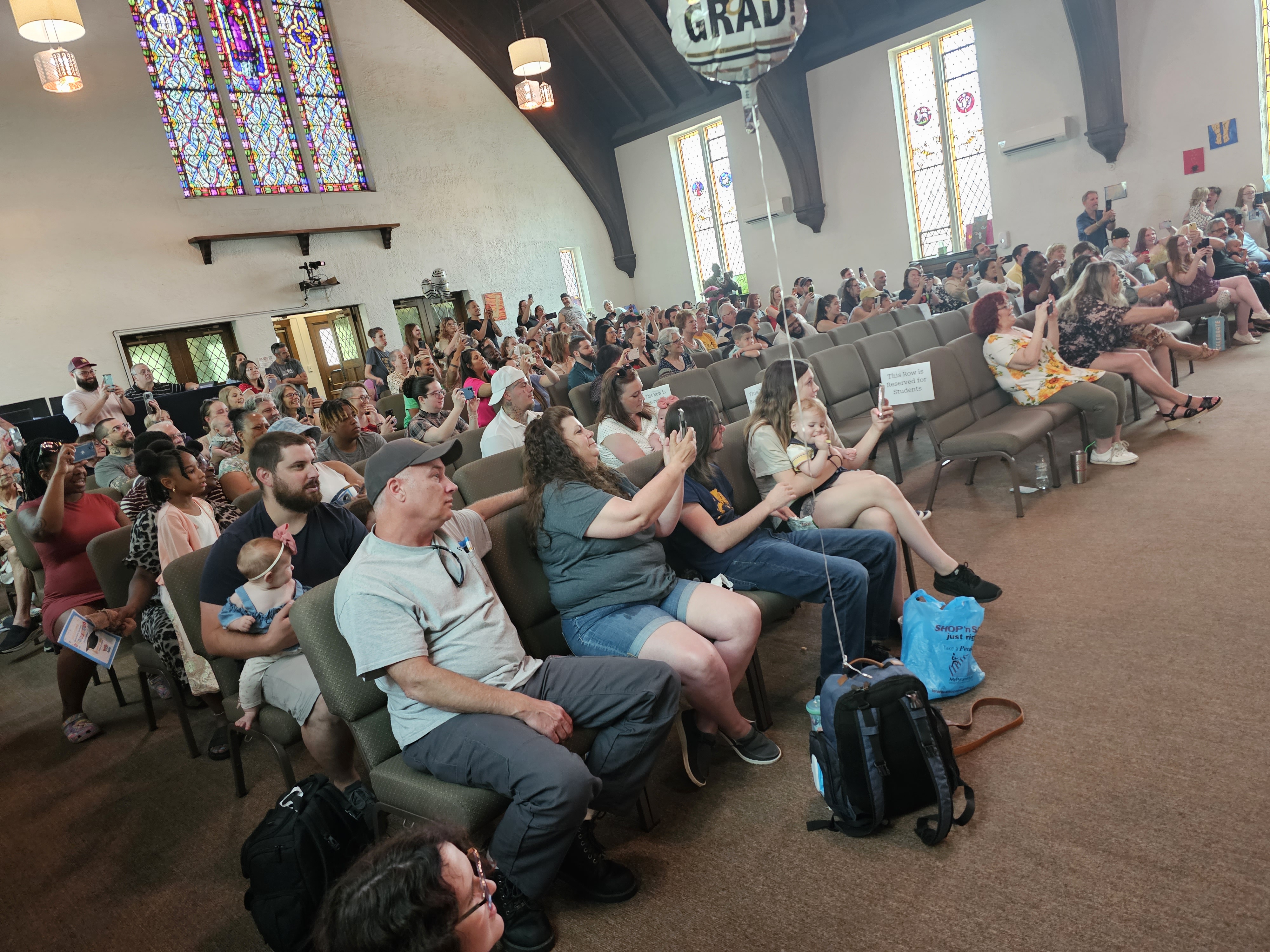Side view of the sanctuary during worship at Tree of Life Open Bible Church