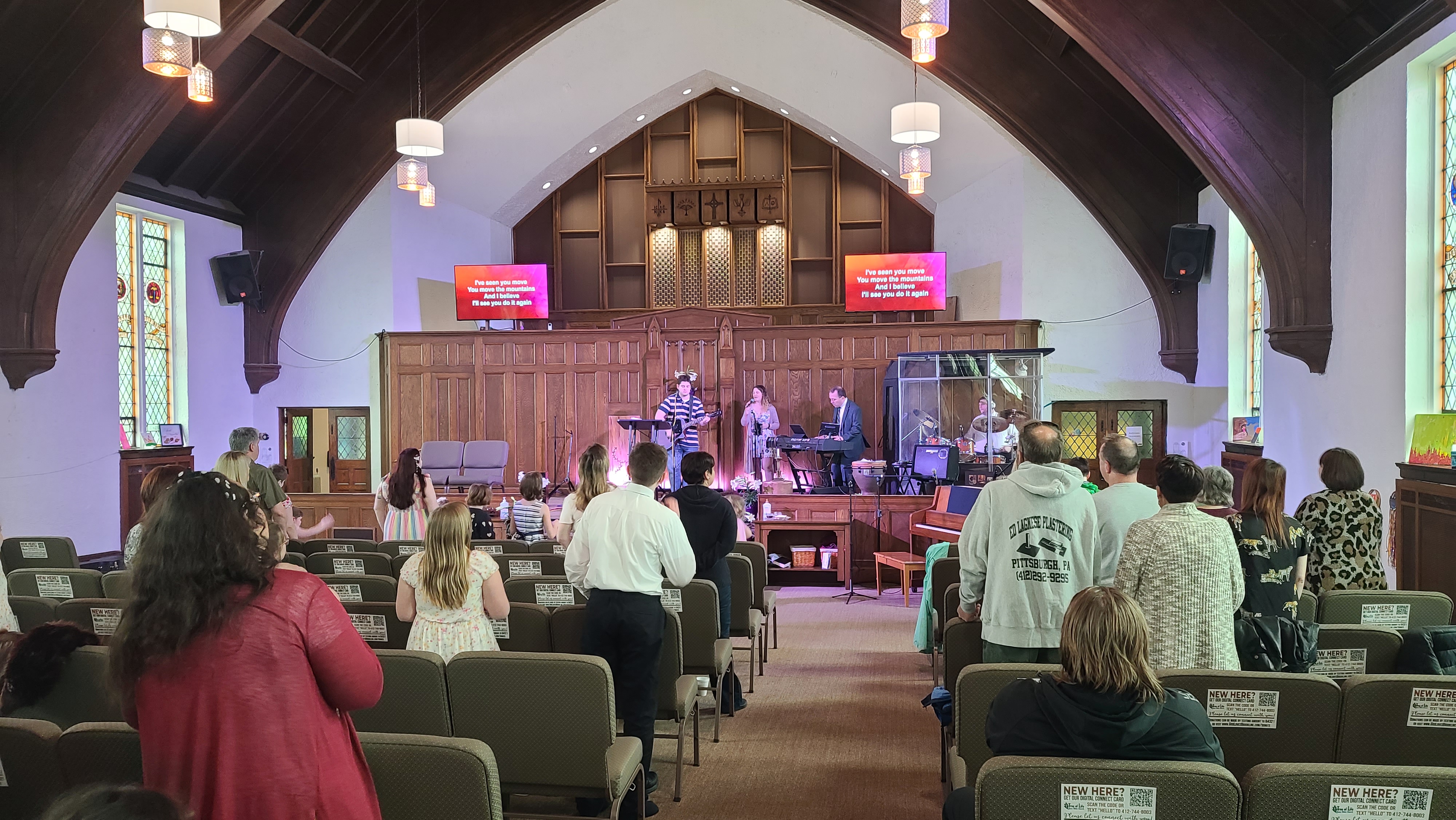 Wide view of Sunday worship at Tree of Life Open Bible Church